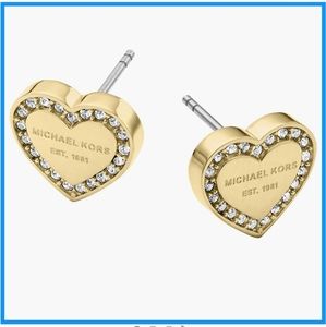 Michael Kors 14K Gold-Plated Sterling Silver Pave Heart Stud Earrings